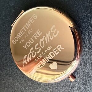 Gift for someone special, Rose Gold Compact Mirror with Inspirational Quote, new